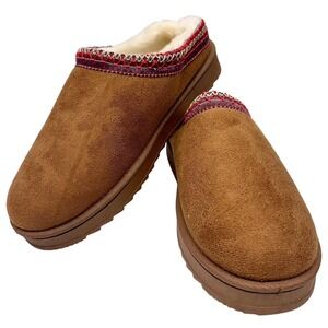 Women's Slides Faux Fur Platform Boots Slippers Shoes Warm Brown Cotton Plush‎